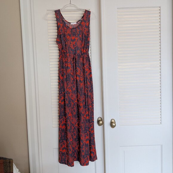 Julia‎ Silk Blend Maxi Dress Womens Size XL w/ Drawstring Empire Waist EUC - Picture 1 of 9